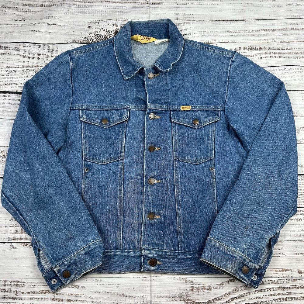 Rustler Denim Jean Jacket Size M USA Light Wash Trucker Jacket Vintage 79112CW